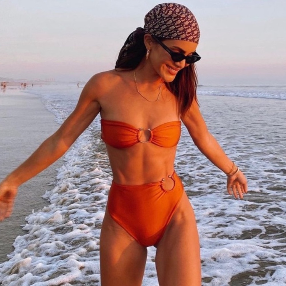 Paradise Top & High Waist Bottom in Bronze Glow